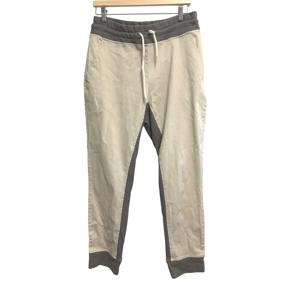 Varley Valley Pant Mocha Cream Colorblock Linen‎ Blend Joggers Large